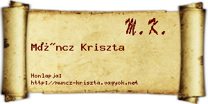 Müncz Kriszta névjegykártya